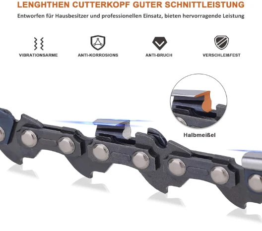 3 x 35 cm Sägekette 3/8"LP 52 Antriebsglieder 1,1 mm Rückschlagsarme Kette kompatibel mit Makita DUC353, Einhell GP-LC 36/35 Li, Bosch AKE 35-19 S/AKE 35 S, Dolmar, Oregon, Husqvarna und mehr - Image 3